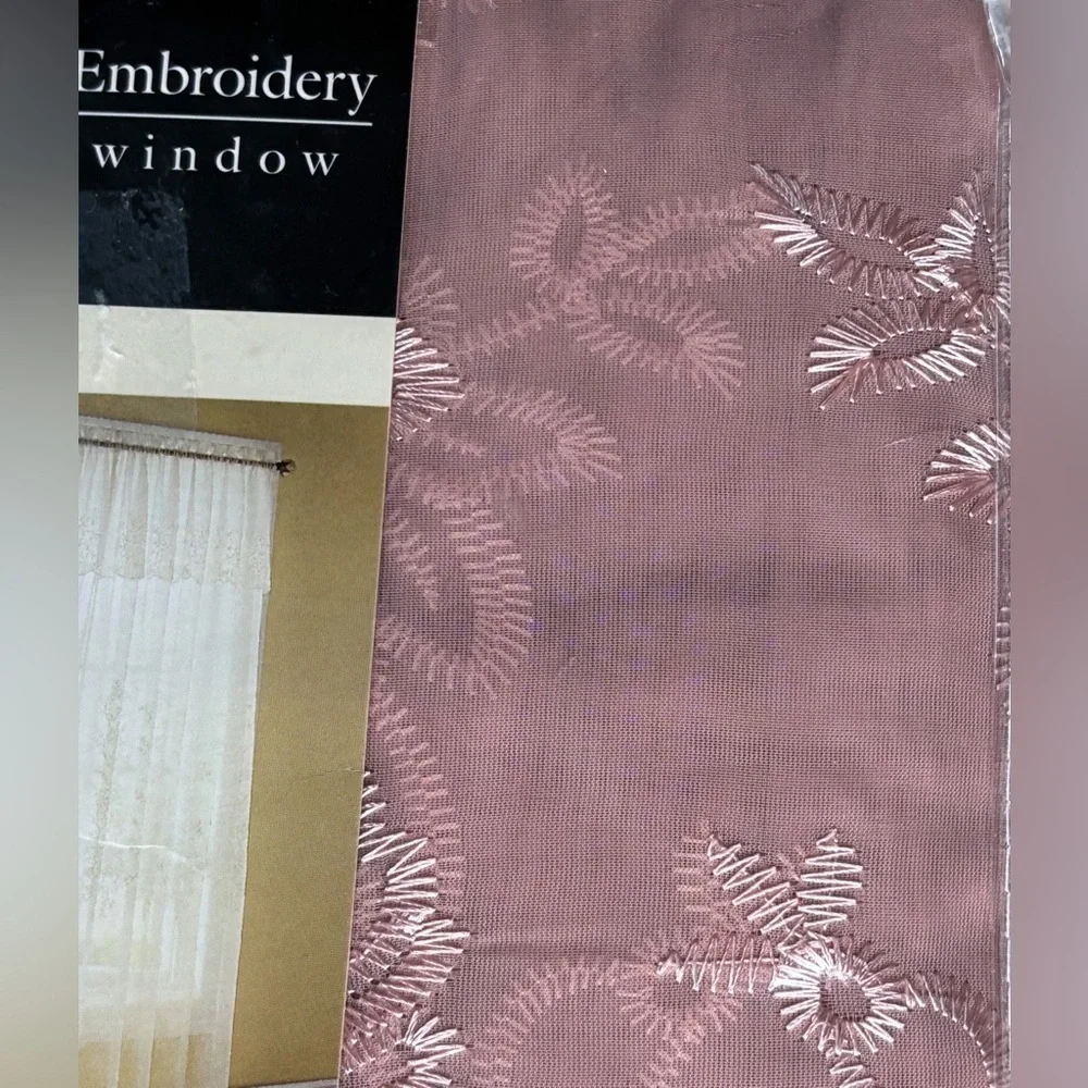 Vintage S Lichtenberg Mauve Pink Embroidered Curtain Panel Isabelle Cottage Core